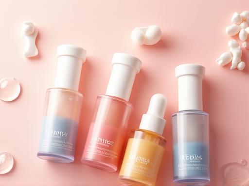 A collection of cosmetic products arranged artistically.